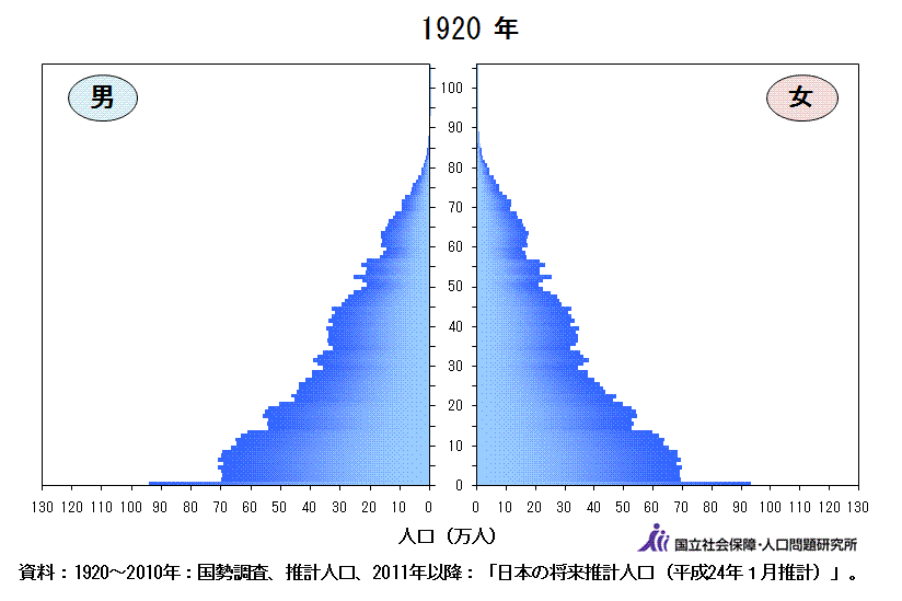 2060年男女別将来推計人口（万人）のグラフ（男性のグラフは中央から左に横に伸びる棒グラフで表されています。女性のグラフは中央から右に横に伸びる棒グラフで表されています。）