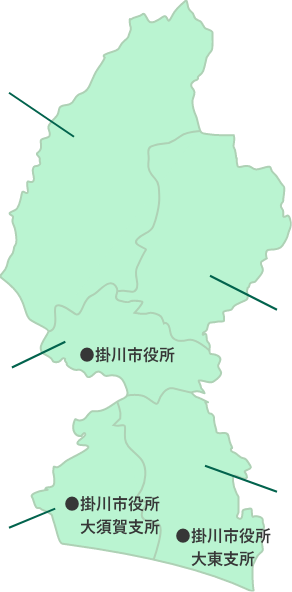 掛川市の地図をエリアごとに分けた図