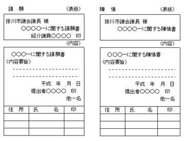 請願書、陳情書の例の画像