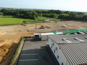仮南部体育館及び駐車場の造成工事の様子