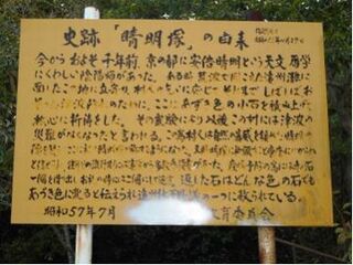 塚の北側に設置された清明塚の由来看板