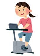エアロバイクをこぐ女性のイラスト