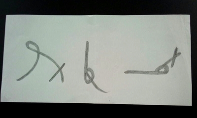 紙に1つ1つ違う文字のような線が書かれている