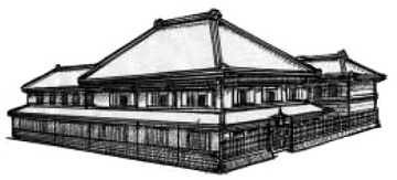 大きな屋根の掛川銀行外観イラスト