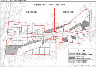 「従前の土地」の概要の換地計画（案）平面図