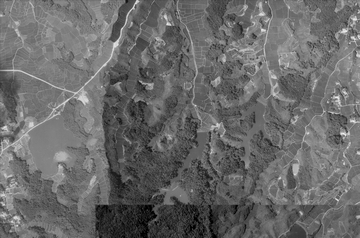 まだ、開発されていない昭和37年頃の様子を上空から捉えた画像