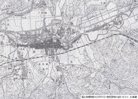 昭和31年修正測量、昭和33年(1958年)発行掛川地区の地図