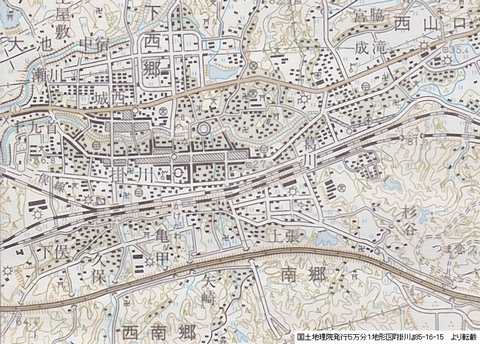 昭和57年(1982年)発行掛川地区の地図。国道北側の市街化が進んでいる