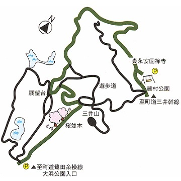 ハイキングコースの地図