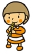 縦笛を吹いている女の子のイラスト