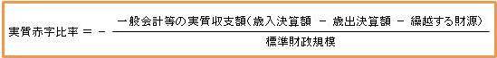 実質赤字比率を算出する計算式。