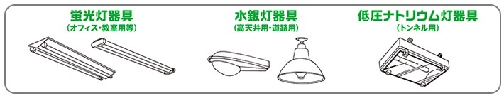 蛍光灯や水銀灯、低圧ナトリウム灯の照明器具のイラスト