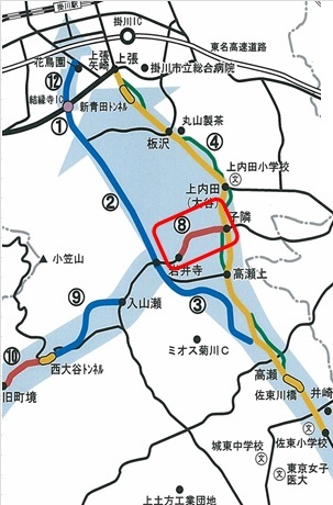 現道拡幅工事の位置図