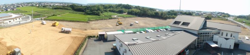 南消防署の周囲に広がる体育館の建設予定地のパノラマ写真