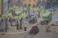 1953年5月6日1枚目の折りたたみ絵、レンガ造りの街並みの様子