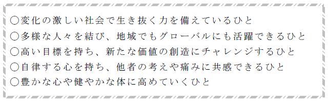 教育大綱かけがわにおける目指す姿5つ