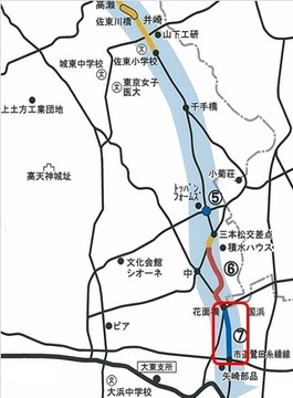 地図内に新設された「都市計画道路海洋公園線」の位置が示されている