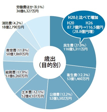 歳出（目的別）の内訳円グラフ