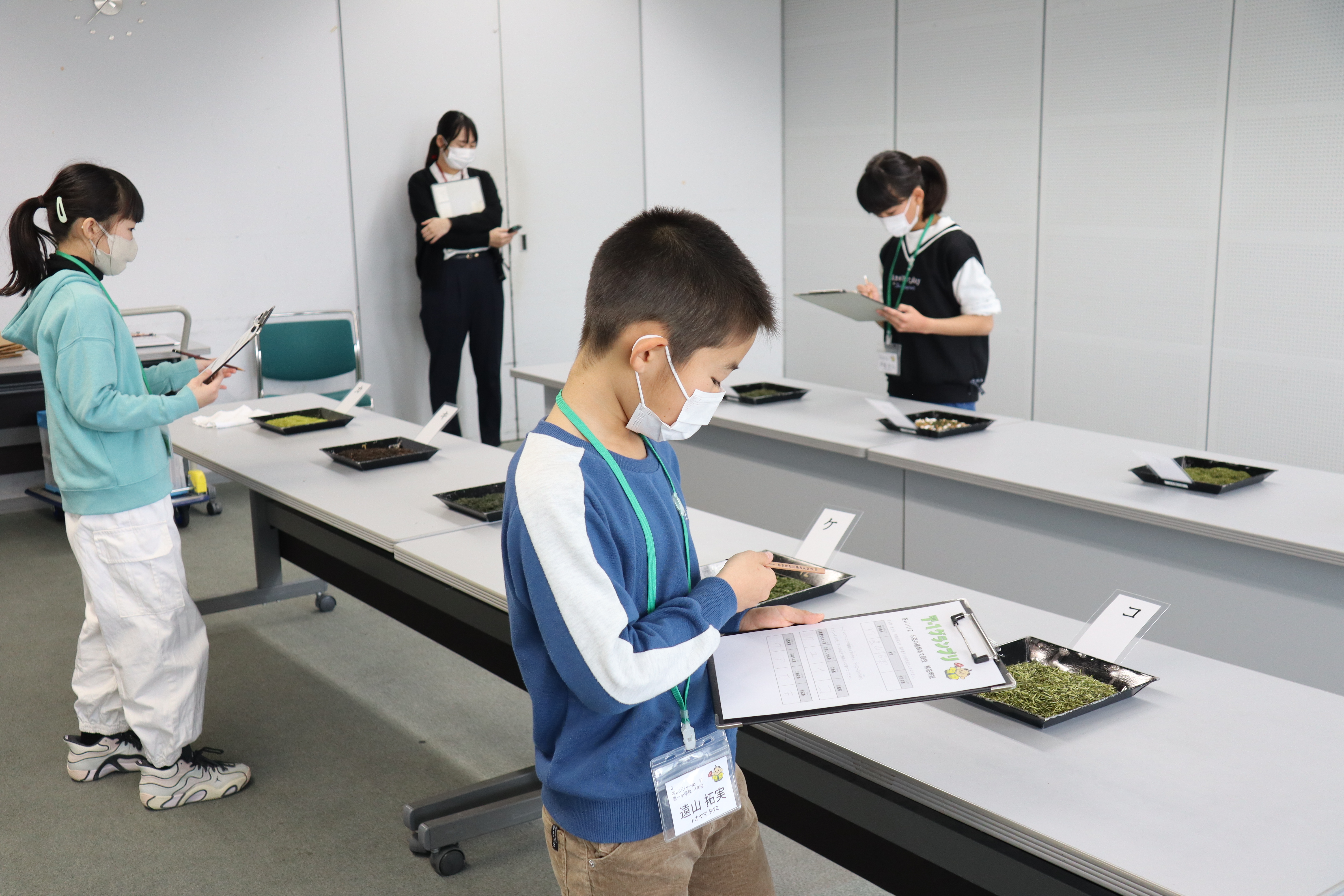 お茶の種類あて競技の様子