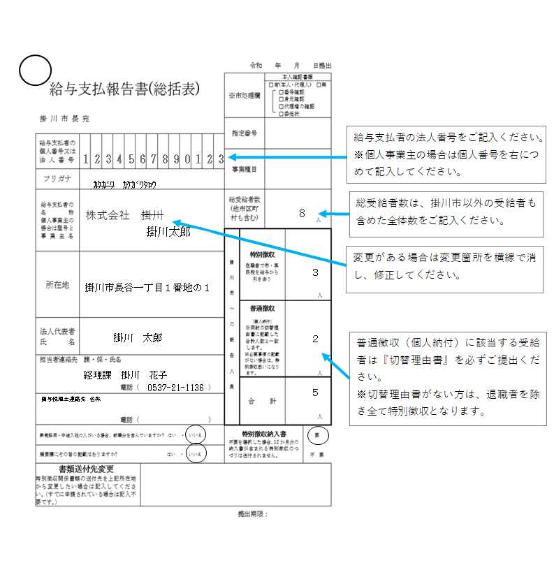 掛川市総括表イメージ（記入例）