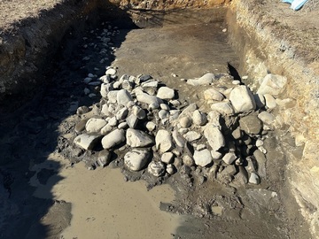 東外堀・南外堀隅角部の石垣検出状況