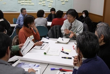 図書館職員と市民が意見を出し合っている様子