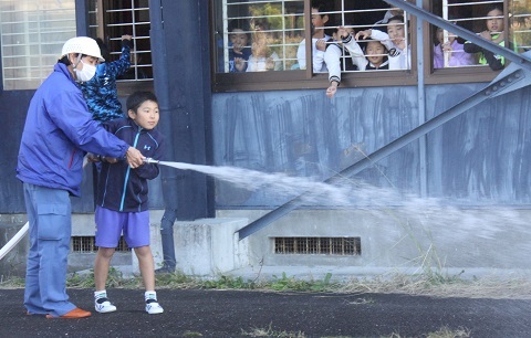 放水体験の様子