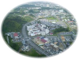 掛川市立総合病院跡地を東側上空から撮影した写真