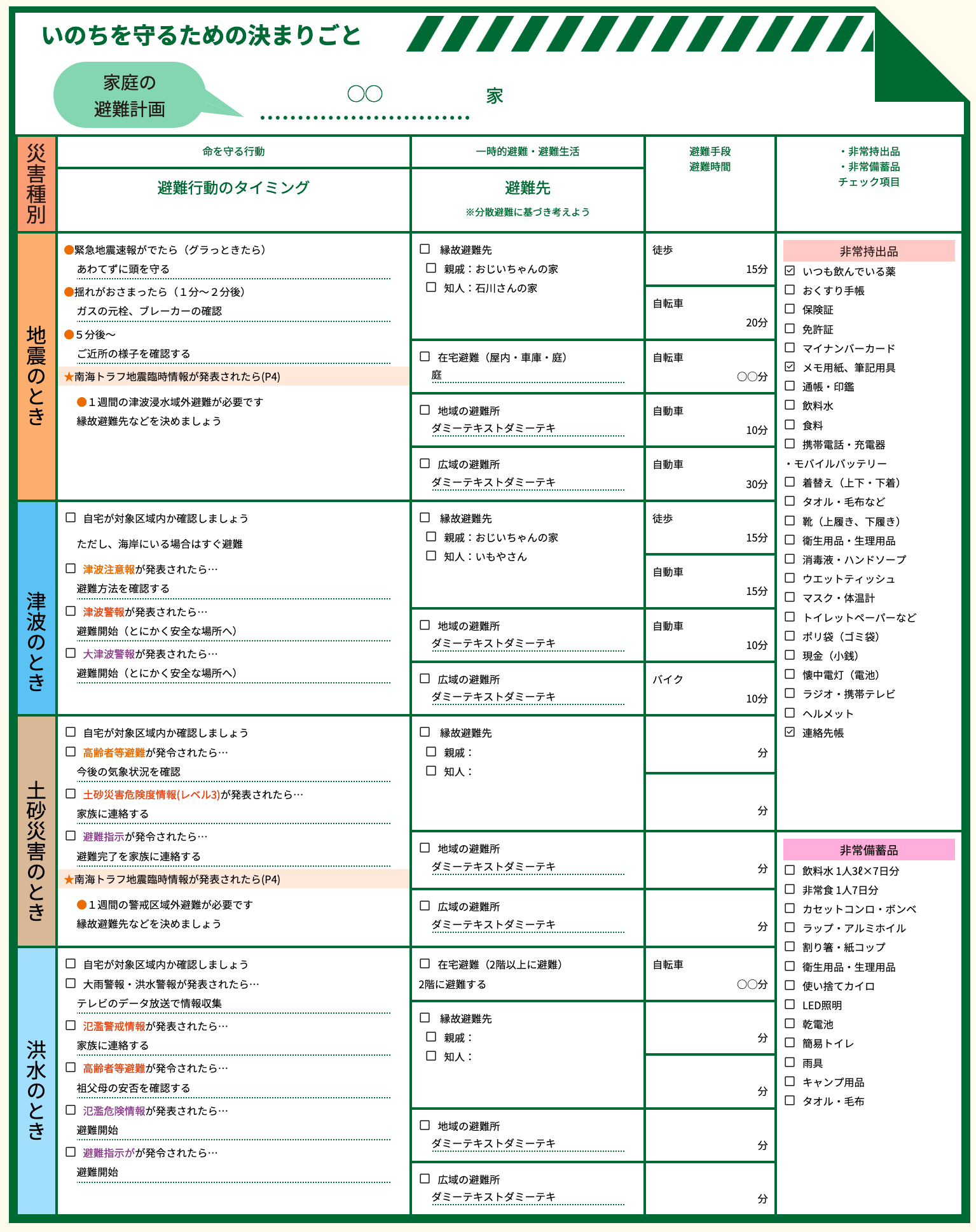 避難計画書サンプル①